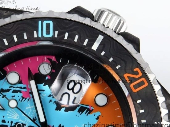 MiroTime 0311 QuickDry Sea Dweller 43mm Carbon DIWF Best Edition Graffiti Dial on Black Nylon Strap A 1669